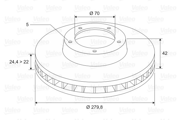 Disque de frein Valeo 186684 de rechange arriere compatible berline et utilitaire compact