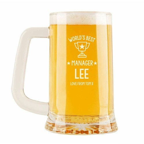 Engraved Personalised The World's Best Manager Glass Pint Tankard
