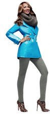 New Iman Platinum Rock The Runway Leather Quilted Trench Coat Jacket S 1x Teal