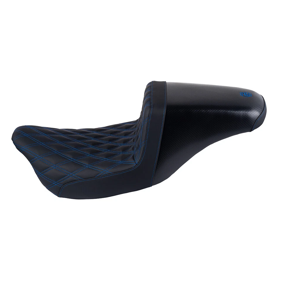 Сиденье штурмовое Advanblack с синей строчкой подходит для Harley Electra Street Road King - Изображение 3 из 4