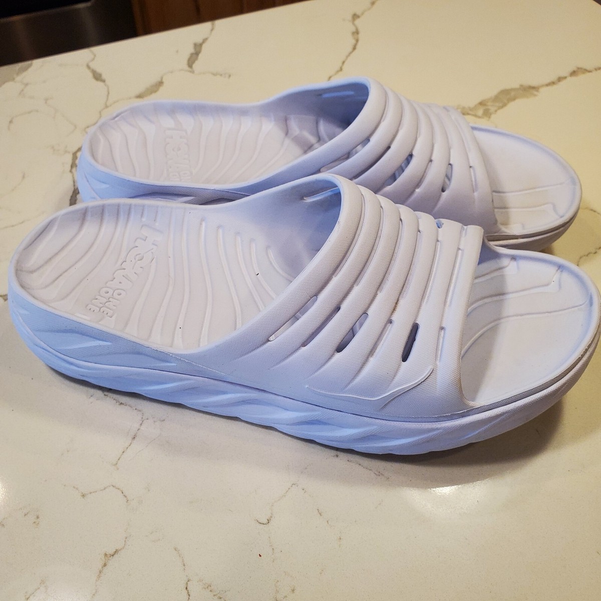 HOKA Men\'s U Ora Recovery Slide Sandals White Camo Blue Green NWT sz 13 Hoka one One Ora Recovery Slide Men main image 4