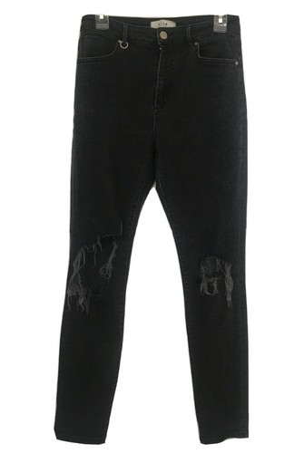 Neuw Busted Black Skinny Jeans Size 29 Womens Ripped Knee Belt Marilyn Stretch - Picture 2 of 12