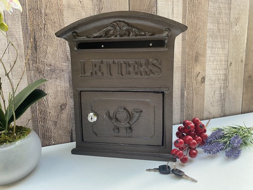 Vintage Style Outdoor Lockable Wall Mounted Letter Post Mail Box Brown - Picture 4 of 13