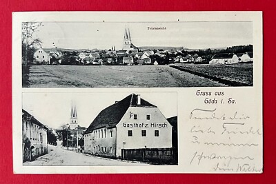 AK GÖDA bei Bautzen 1913 Gasthof zum Hirsch und Totalansicht  ( 149922