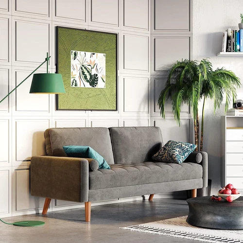 2 Sitzer Sofa Loveseat Kleine Sofa mit 2 Kissen und Armlehnen Sofa Set Loungsofa - Bild 24 von 42