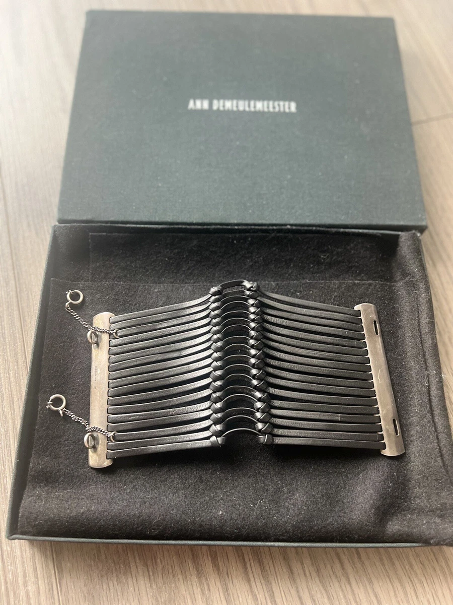 Ann demeulemeester Women s leather and silver bracelet eBay
