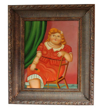 Dipinto copia "Donna con fiori" di Botero Fernando