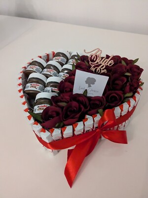 Schokolade Kinder Bride To Be Nutella Herz Seidenblumen - Geschenkkorb 