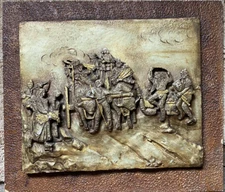 Scene Landsknechte Battle Relief Artwork 3D Vintage Old Figures