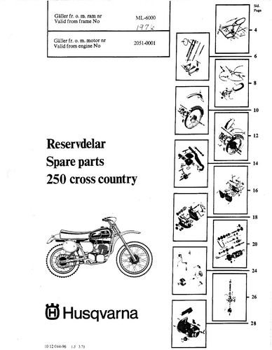Husqvarna Parts Manual Book 1976 250 Cross Country