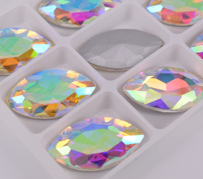 50pcs Navette Glass Rhinestone Clear AB Faceted Strass crystal Jewels stones