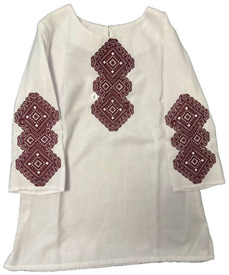 Traditionelle ukrainische bestickte Wyshyvanka Leinenbluse (Größe S)