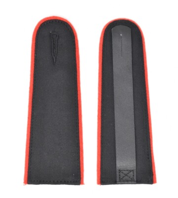 Epaulette schwarz rot Paspel Lederriemen hinten 6,5'' lang Knopfloch R2474-SE