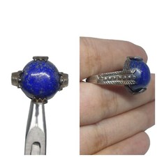 Afghan Genuine Natural Lapis Lazuli Size 8.25US Ring Signet Sterling Silver