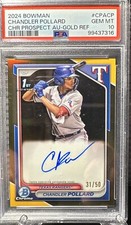 2024 1st Bowman Chrome Chandler Pollard /50 True Gold Refractor Auto RC! Texas