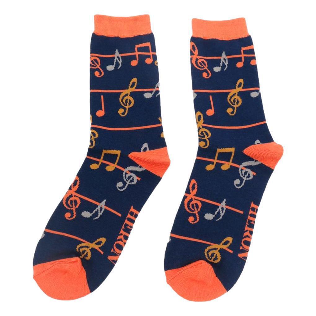 Treble Clefs and Music Notes Jazz Navy Mens Novelty Ankle Socks Adult One Size