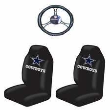 Nfl 3pc Dallas Cowboys Highback Seat Covers Steering Wheel Cover Combo
