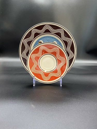 Mochaware Pottery Red Saucer Plate Hand Made in England - Picture 2 of 2