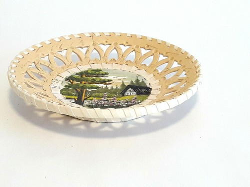 Wood Birch Bark Wall Hanging Wall Picture Painting Handmade Diameter 17cm - Picture 17 of 17
