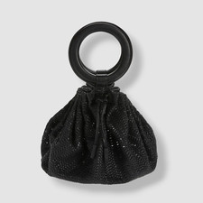 $590 Simon Miller Women's Black Bonsai Woven Leather Scrunch Top-handle Bag