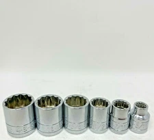 SK Tools 3/8 Drive 12 Point 6 Pc SAE Standard Fractional Socket Set 5/16" - 3/4"