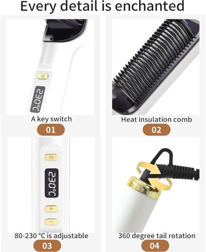 TYMO Hair Straightener Brush, Hair Iron with Built-in Comb, Fast Heating - Picture 5 of 5