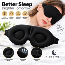 Soft Padded Sleep 3D Mask Eye Blackout Luxurious Blindfold Travel Eye Cover UK