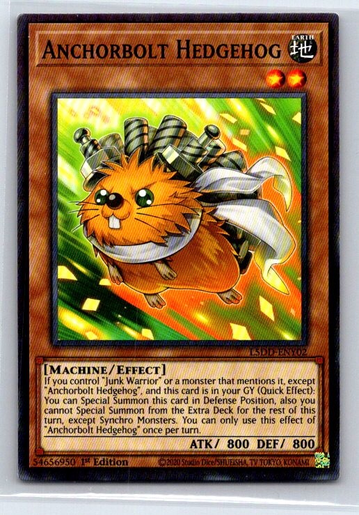 Anchorbolt Hedgehog L5DD-ENY02 YuGiOh Legendary 5D's Decks trading card — raw and PSA graded price guide