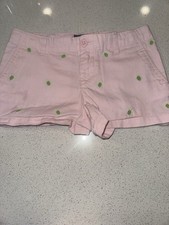 Polo Ralph Lauren Girls Pink Shorts Embroidered Green Turtles Size 6X