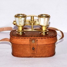 Vintage Brass Opera Glasses Mother of Pearl  Handle Brass Fittings France Gift