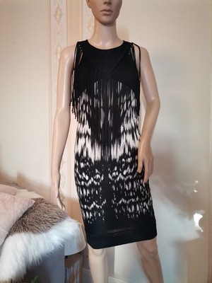 ROBERTO CAVALLI Designer Kleid Stretch Fransen wie NEU edel S 36 Bodycon DRESS