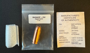 NWTM 1 oz Copper Bullet Pistol Caliber .45 Cal ACP Auto 1oz .999 Mint Cu Bullion