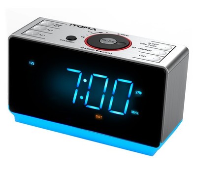 iTOMA Radiowecker mit Bluetooth Lautsprecher FM Radio und Doppelalarm Große LED