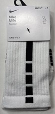 Nike Elite Basketball Crew Socks Size Small White / Black SX7622-100 FREE SHIP