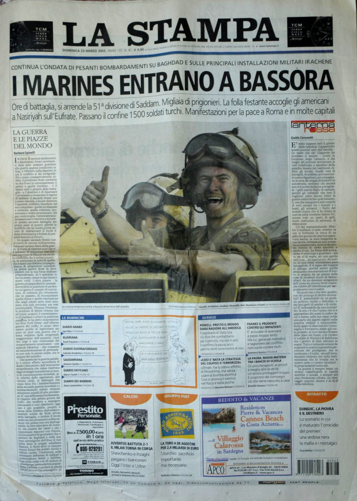 LA STAMPA N° 81 del 23 MARZO 2003 - I MARINES ENTRANO A BASSORA