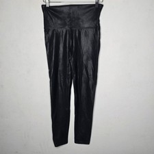 Spanx Black Faux Leather Leggings Skinny Women's Large L