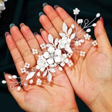 Flower Wedding Hair Vine Silver Bridal Headpiece Leaf Hair Accessories for Wo...