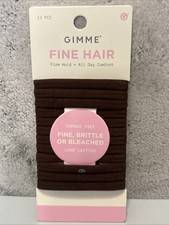 Gimme Fine Hair Bands 12 Ponytail Holders Ties Brown Long Lasting