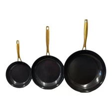 Tramontina 3-Pack Fry Pans, 8" 10" and 12", Cold-Forged, Ceramic Interior, Black