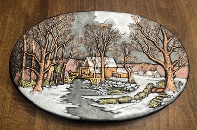 Beautiful Byron Molds?1970,s Vintage 16.5'' 3D Decorative Plate/Wall Hanging Farm