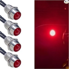 4PCS Car LED Pilot Indicator Light, 12V 8mm Car Signal Lamp with Wire, Waterproo