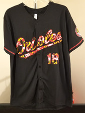 Baltimore Orioles MLB Classic Black Maryland Flag #18 XL Jersey