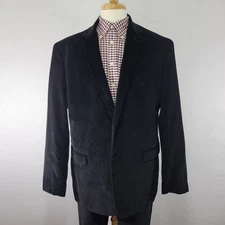 Saddlebred Men's Sport Coat Blazer Two Button Black Corduroy Cotton Size 48L