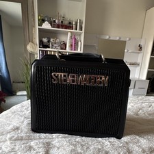 Steve Madden Black Braided Top Handle Bag Logo Accent Matte Silver Hardware