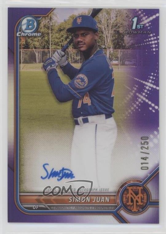 2022 Bowman Chrome Prospect Purple Refractor 14/250 Simon Juan #CPA-SJ Auto 0rd2