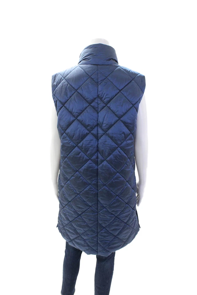Renuar Womens Textured Sleeveless Full Zip Collar Long Puffer Jacket Blue Size M - Image 3 of 4