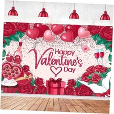 Happy Valentine's Day Backdrop Banner Valentines Day Decorations Supplies 5x3ft