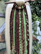 Dreadlock Dreads Hair Ring Synthetic Extensions Autumn Fall Green Copper Brown