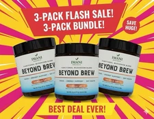 3-PACK VANILLA Beyond Brew Mushroom Coffee 7-in-1 Cacao Energy/focus/Gut/Mental!