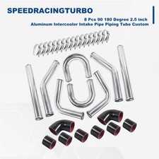 8pcs Universal 2.5 Inch Aluminum Intercooler U-pipe Kit Wsilicone Hose T-clamps
